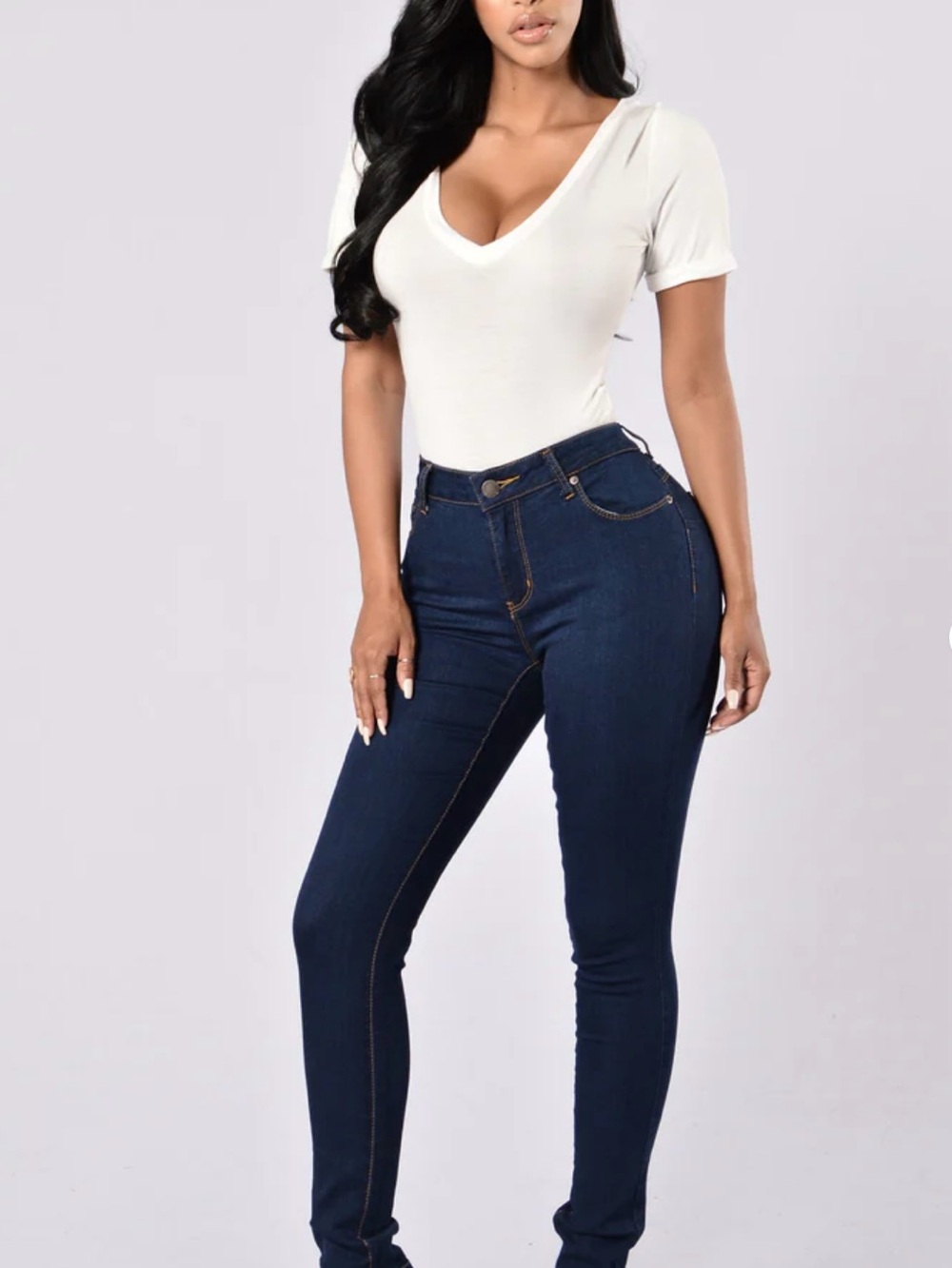 Fashion Nova Women's Skinny Jeans in Dark Blue Wash